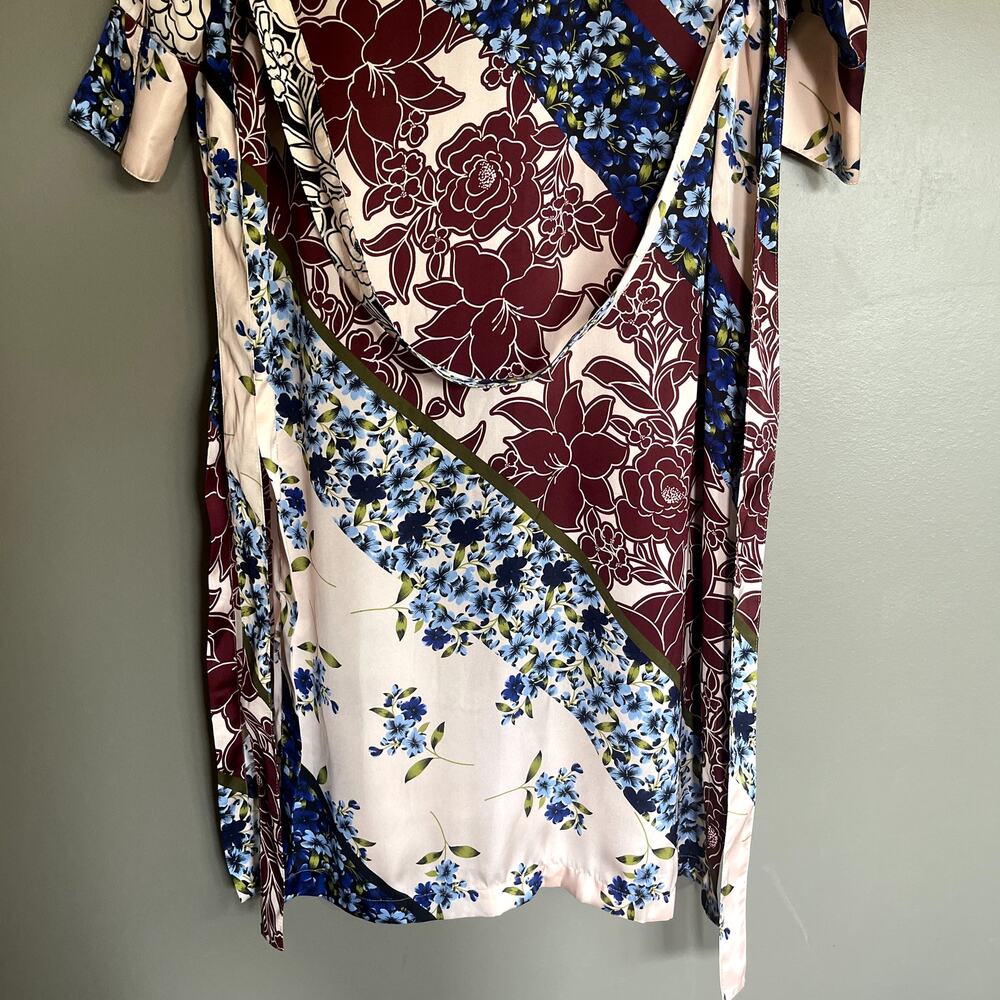 SMYTHE Shirtdress Multi Scarf Print Size Small Pink Cream Red Blue Floral Chic - Picture 15 of 16